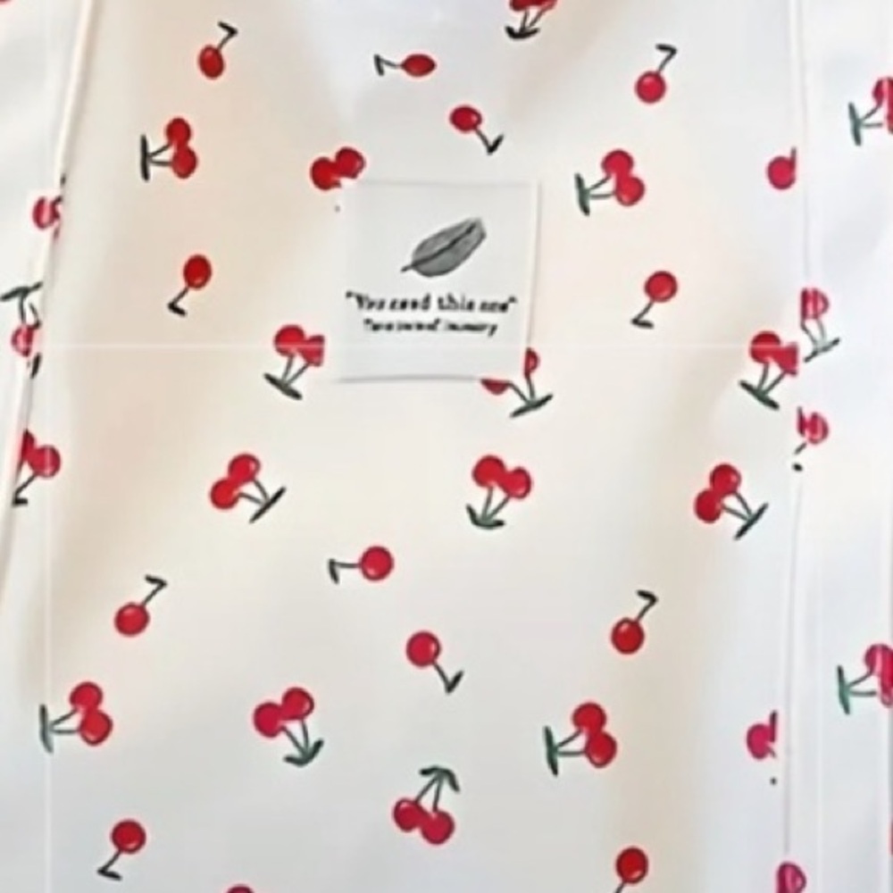 Cherry Print Tote Bag Zip Top Closure NEW with tags - Picture 3 of 7